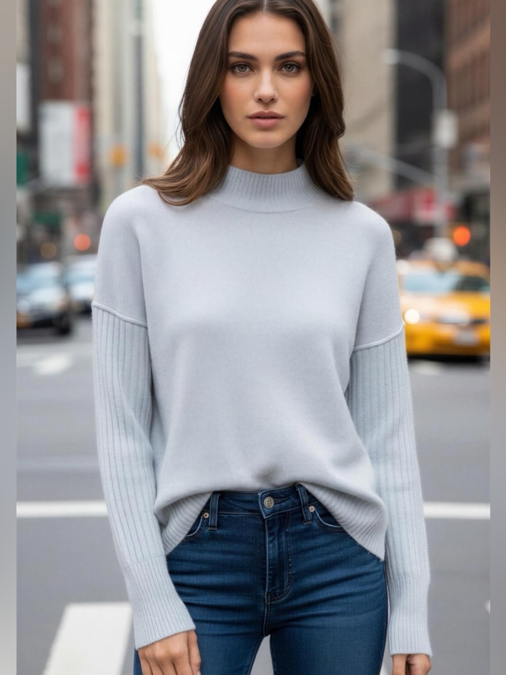 SO Light Gray Cowl-Neck Sweater